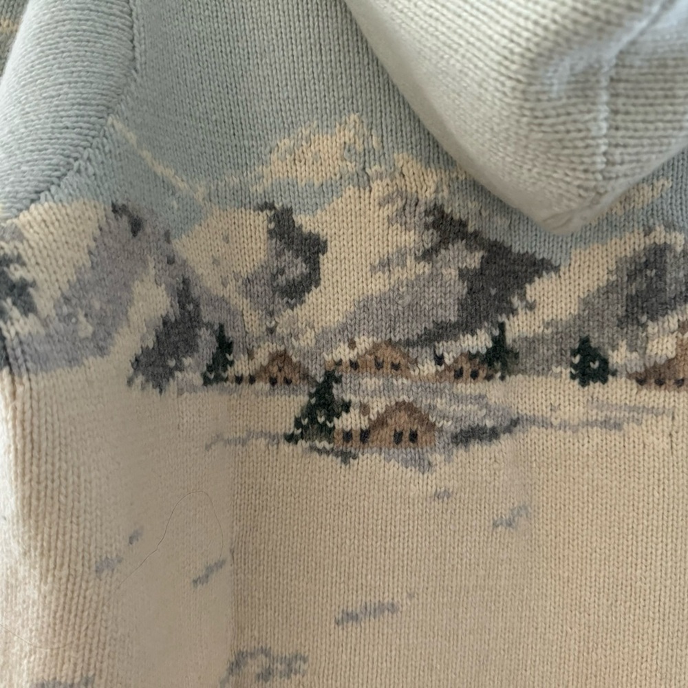 Ralph Lauren Vintage Sweater Sled Dog Scene Hooded Country Lambswool Hanknit 1X - Picture 9 of 11